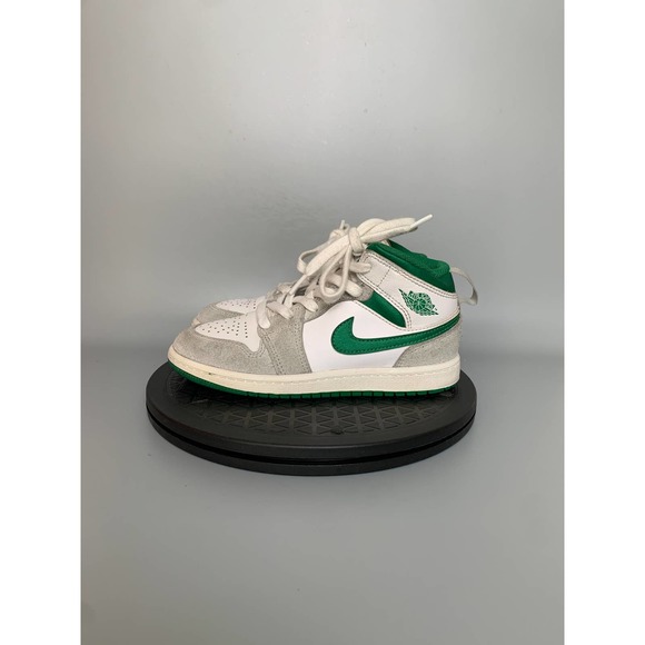 Nike Air Jordan 1 Retro Mid GS Basketball Sneakers Size 1Y Gray Pine - Picture 1 of 6
